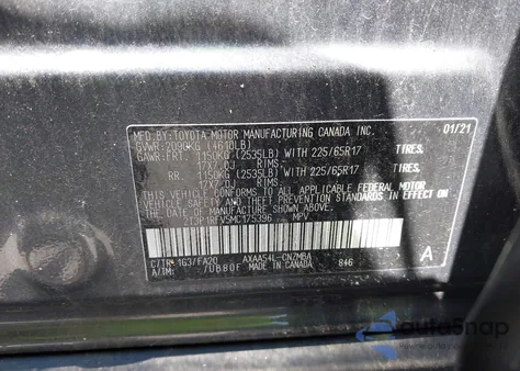 2021 Toyota Rav4 Xle z USA, uszkodzony, nr VIN 2T3P1RFV5MC175396